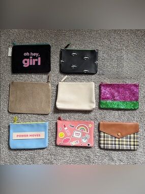 Ipsy Vibrant Cosmetic Bag Set - Black, Gold, Pink, Blue, Cream